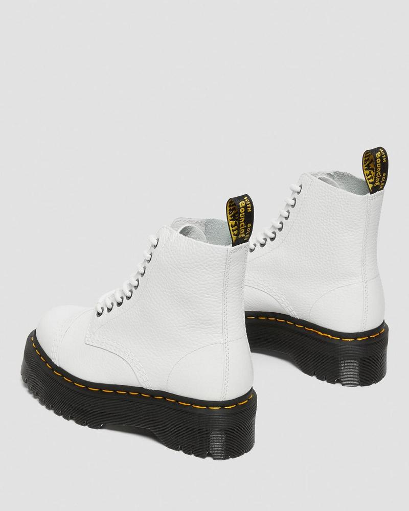 Dr Martens Sinclair Milled Nappa Læder Platform Støvler Dame Hvide | DK 258GSO